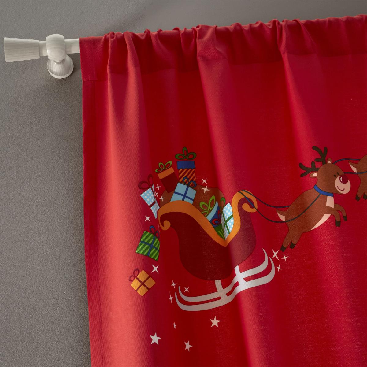 Catherine Lansfield Santa's Christmas Presents Single Curtain Panel Red – image 2