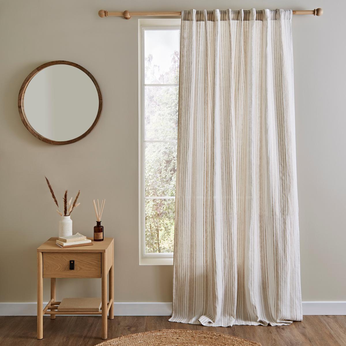 Churchgate Linen Stripe Hidden Tab Top Voile Natural – image 2