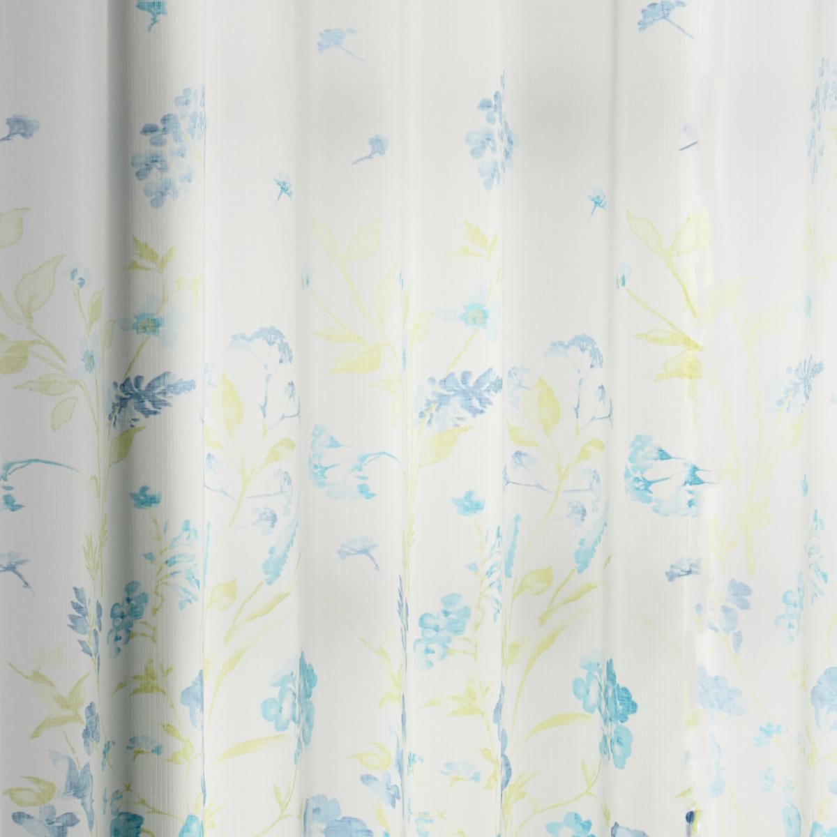 Natalia Aqua Floral Slot Top Single Voile Panel White, Blue and Yellow – image 2
