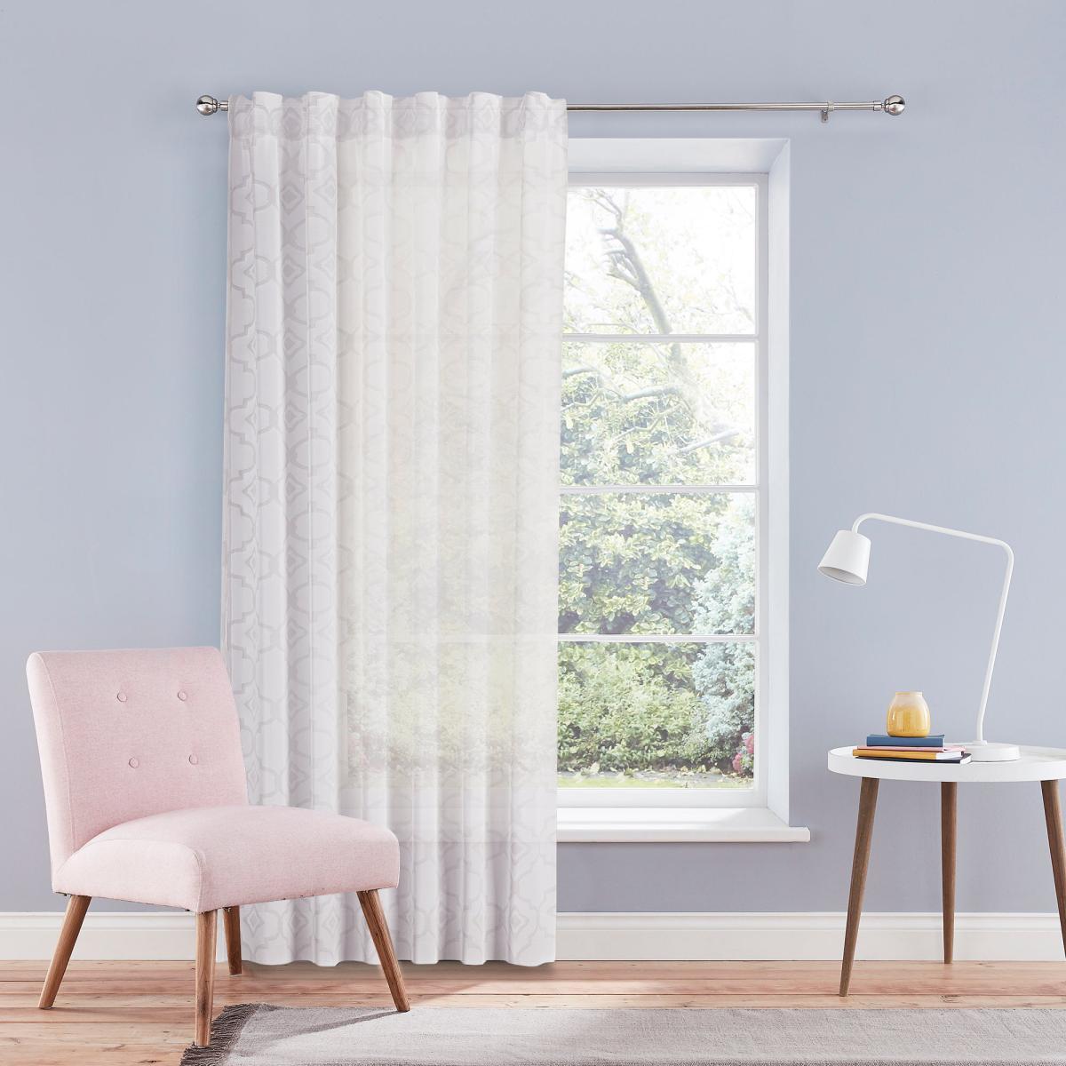 Elsie White Lattice Slot Top Single Voile Panel White – image 2