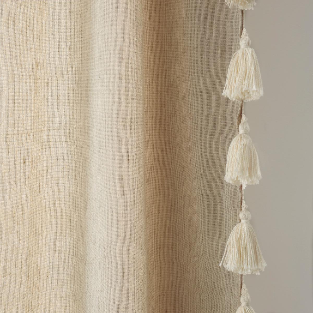 Ivy Tassle Natural Slot Top Single Voile Panel Brown – image 3