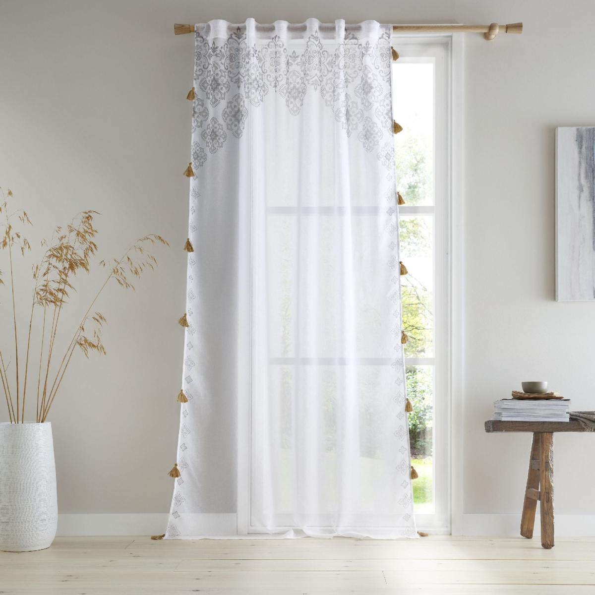 Pineapple Elephant Ariana Tassel Natural Slot Top Voile Panel White/Beige – image 2