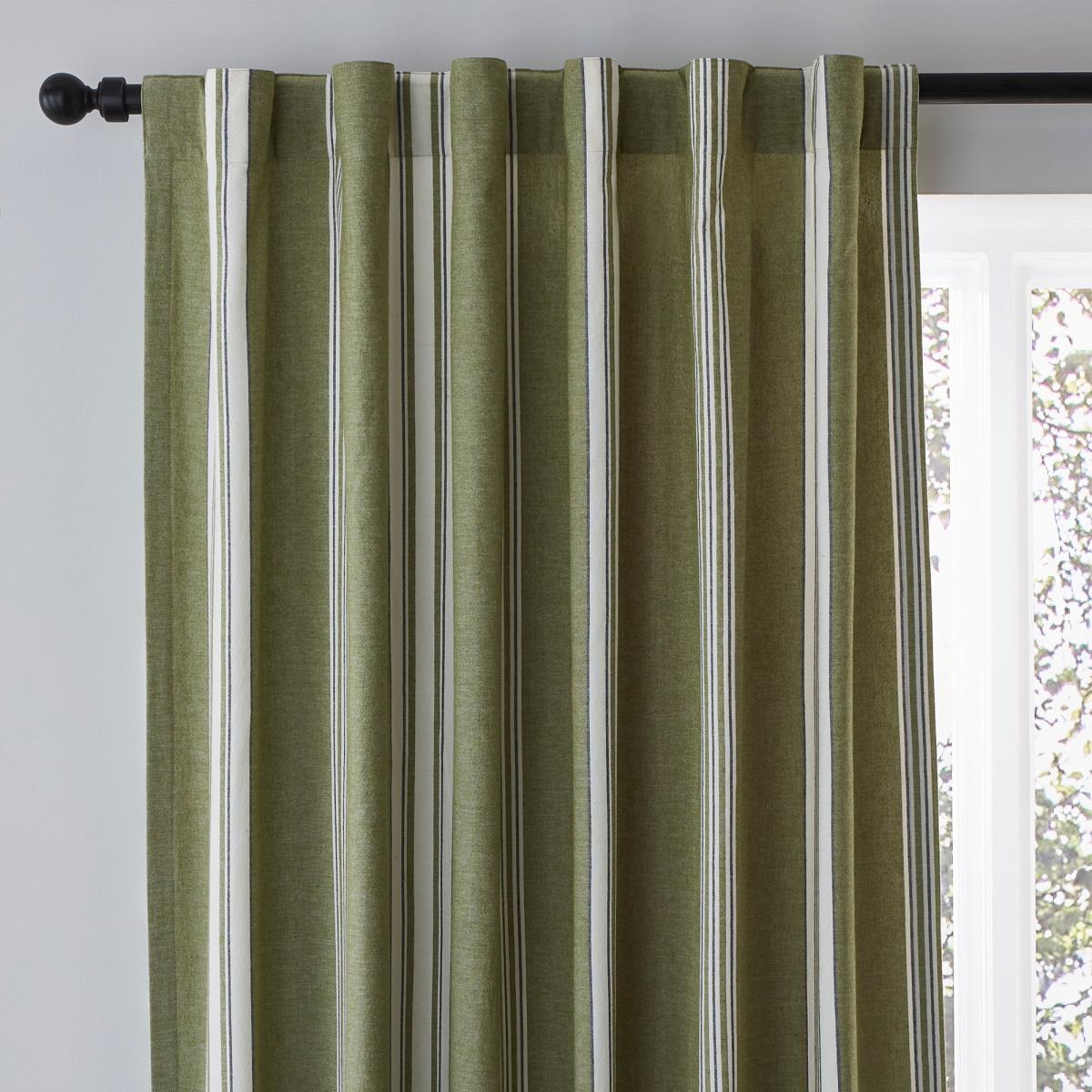 Pensford Olive Stripe Slot Top Voile Panel Olive – image 1