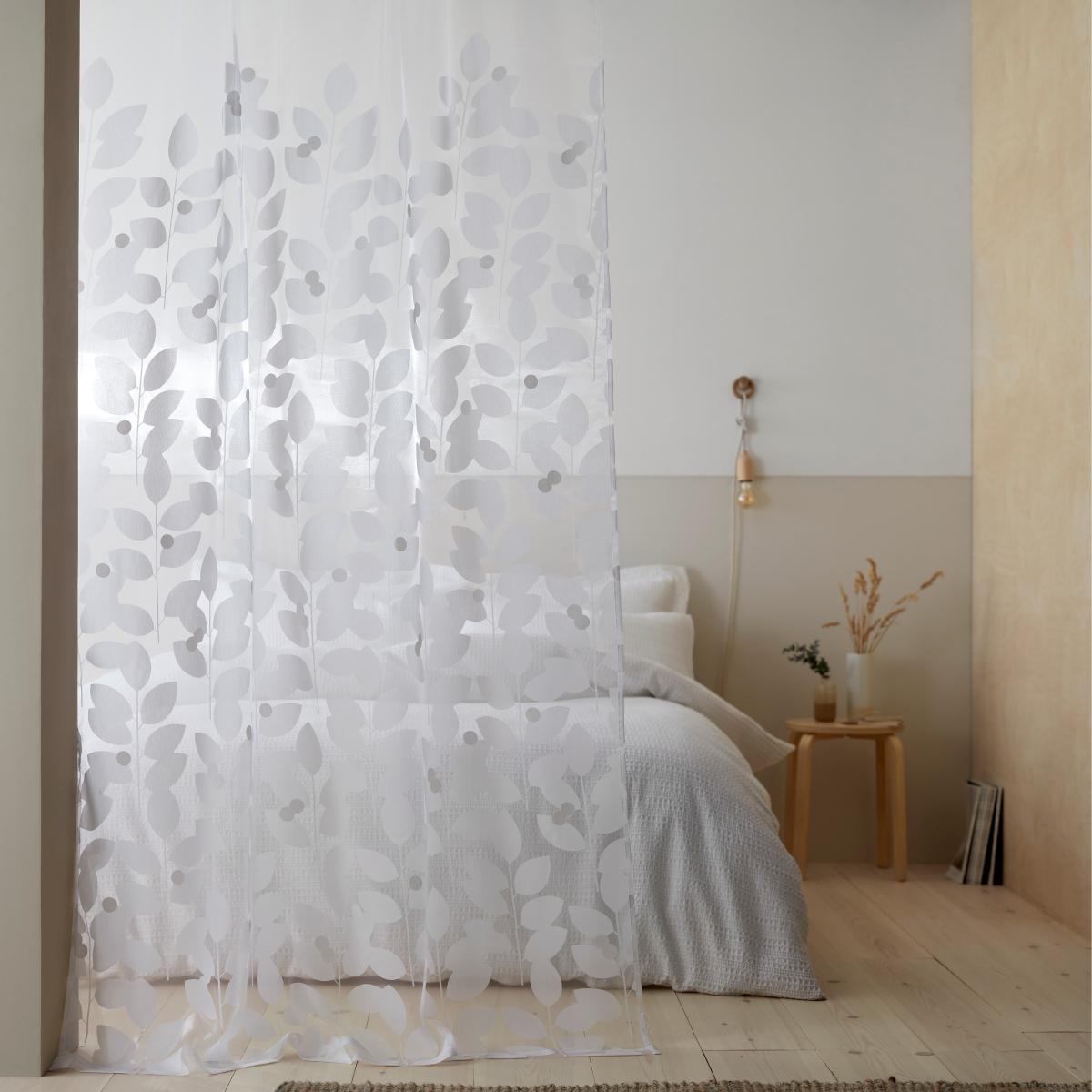 Elements Modern Leaf Burn Out Multicoloured Slot Top Voile Panel White – image 2