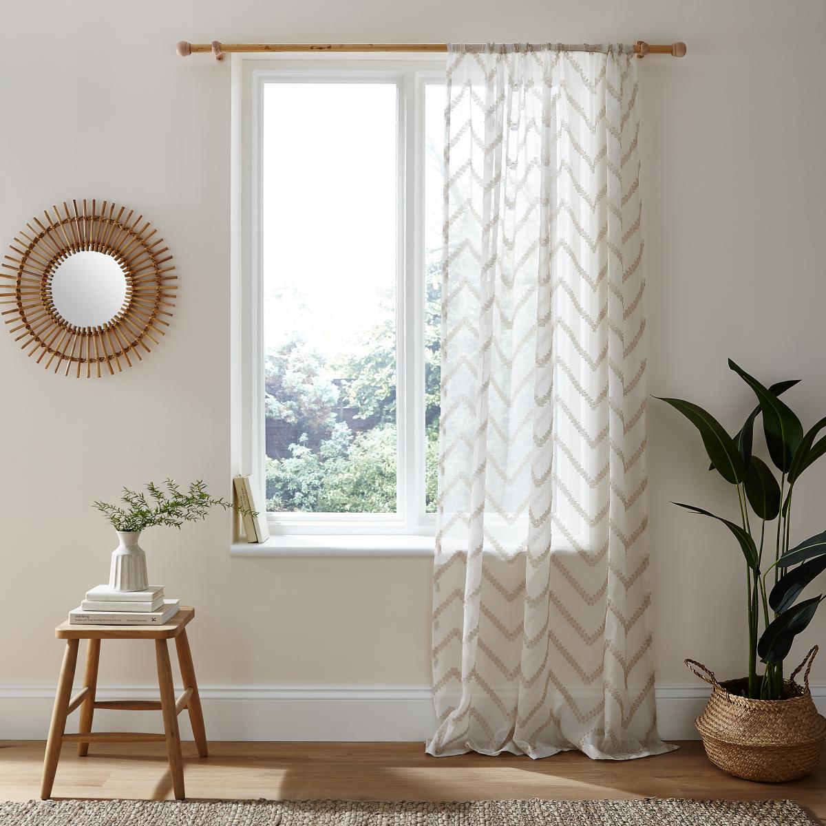 Tufted Chevron Natural Voile Panel Natural – image 2