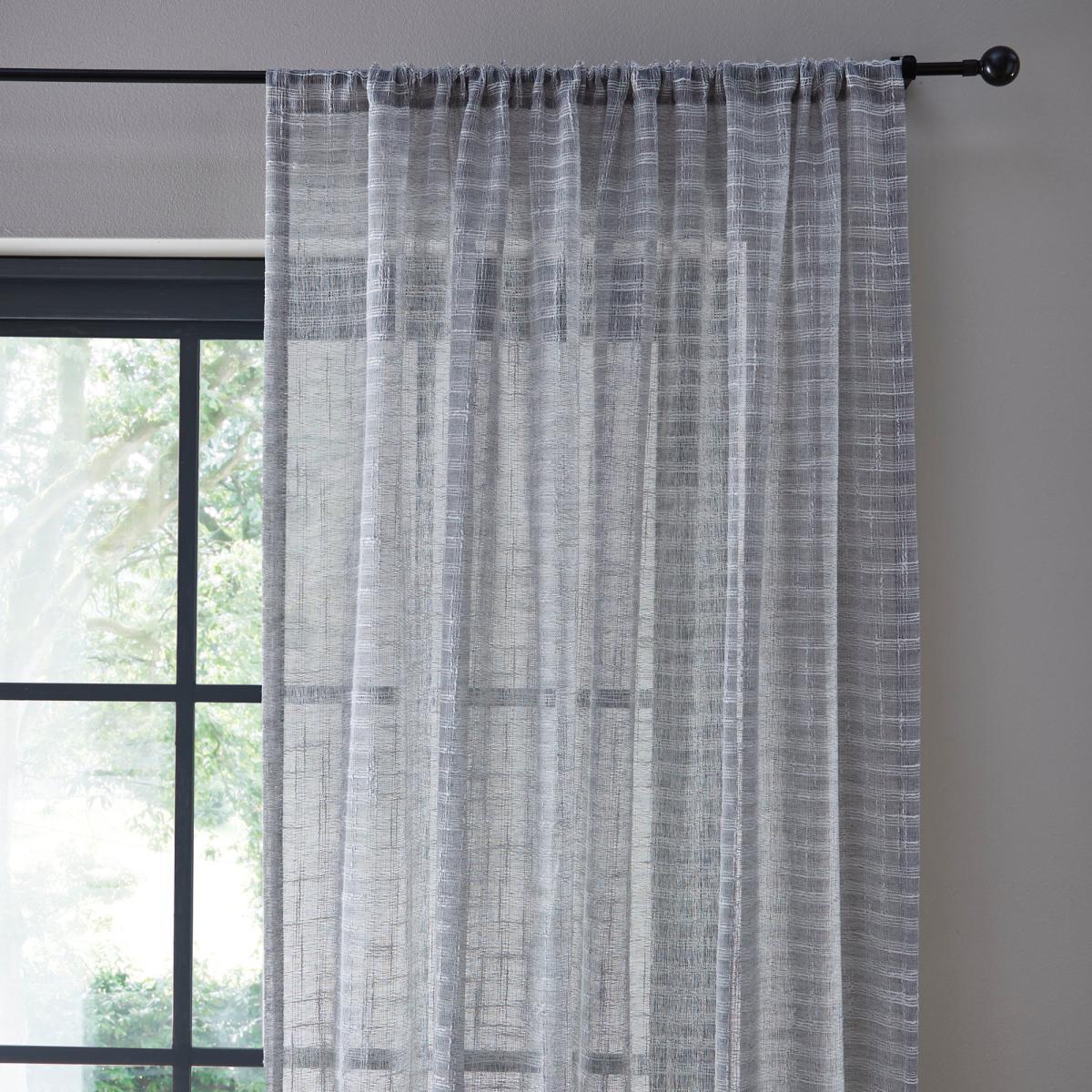 Checked Semi Sheer Voile Grey – image 2