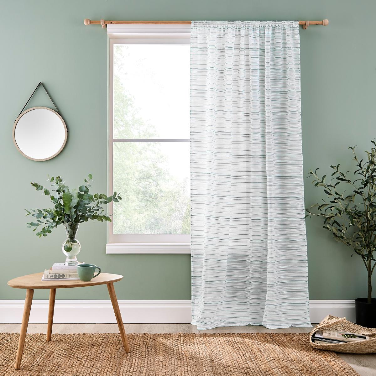 Textured Teal Stripe Slot Top Voile Teal (Blue) – image 2