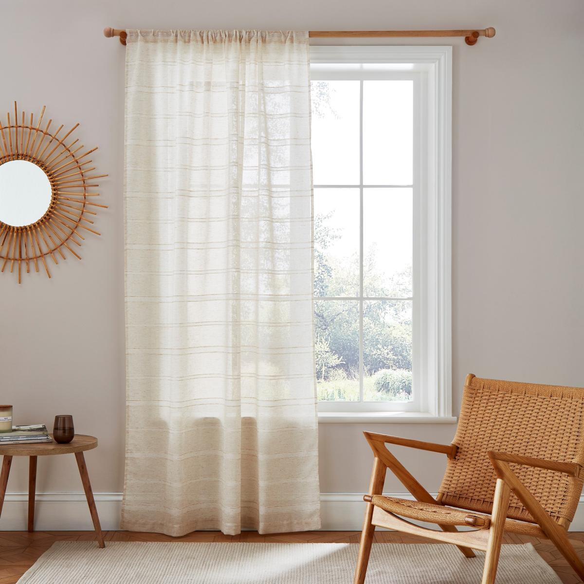 Horizontal Stripe Natural Slot Top Single Voile Panel Natural – image 2