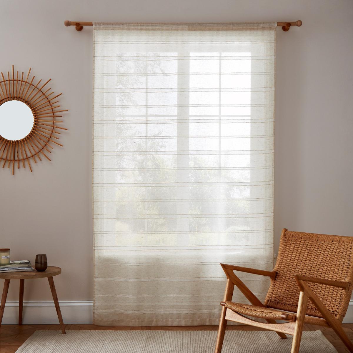 Horizontal Stripe Natural Slot Top Single Voile Panel Natural – image 4