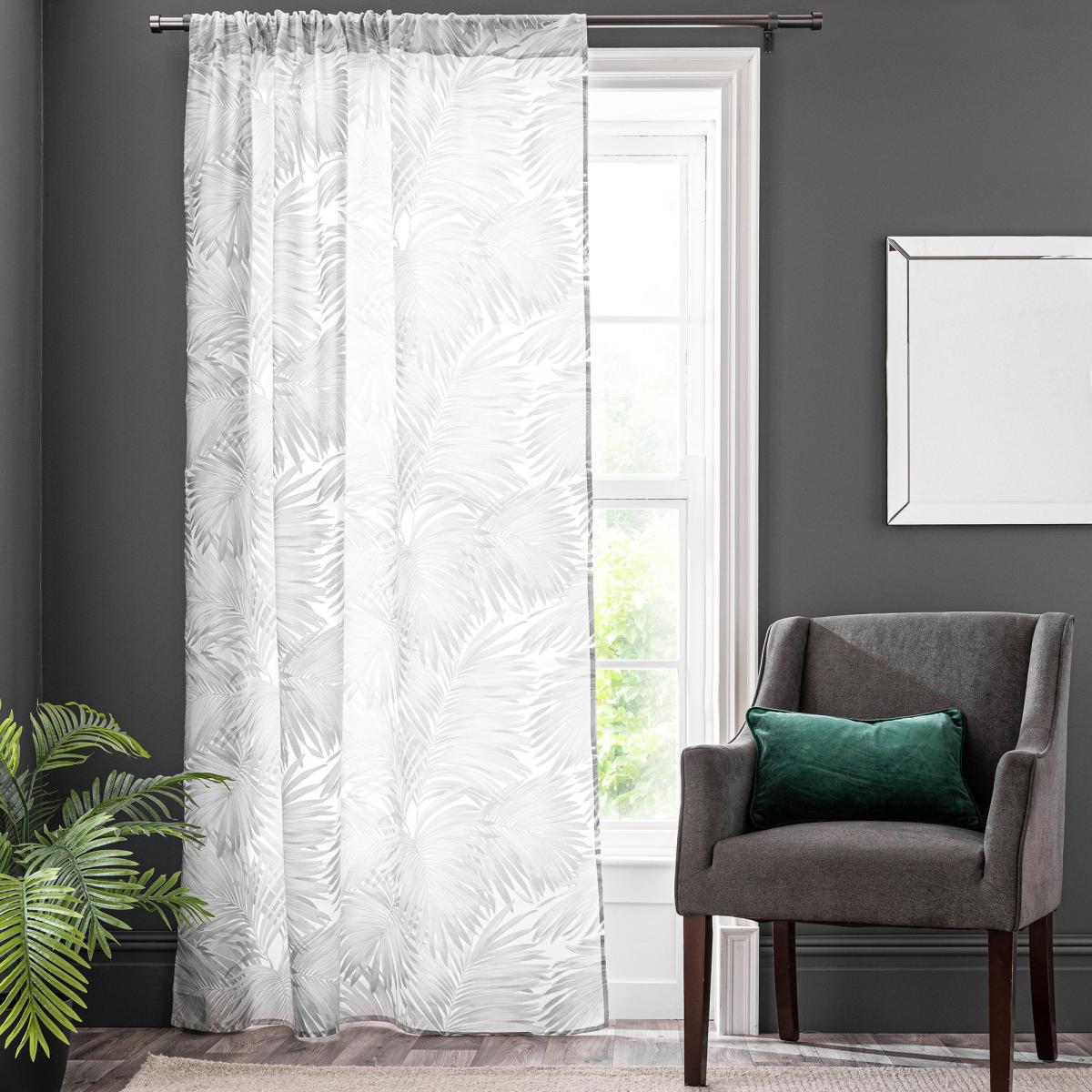 Palm Sheer Grey Slot Top Single Voile Panel Grey – image 2