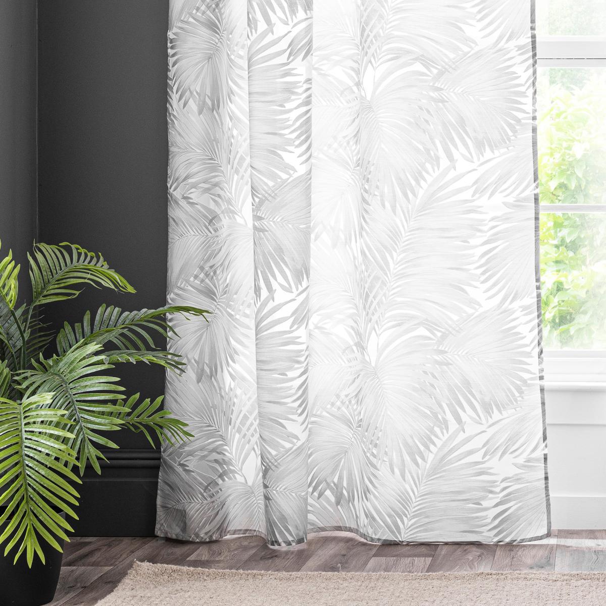 Palm Sheer Grey Slot Top Single Voile Panel Grey – image 3