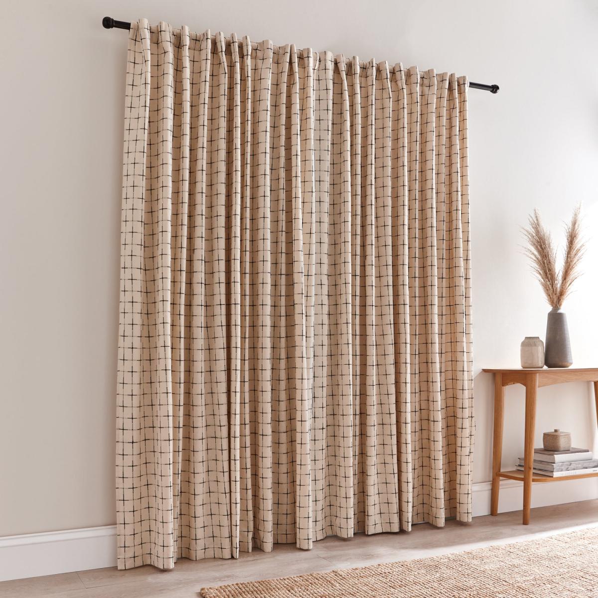 Nomadic Check Unlined Ecru Hidden Tab Top Curtains Cream/Black – image 3