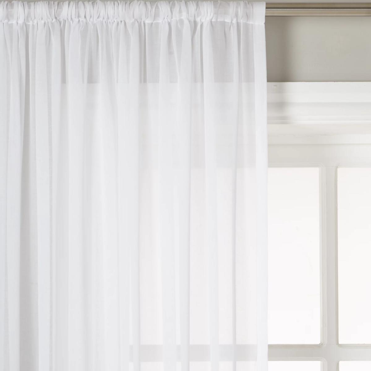 John Lewis & Partners Plain Cotton Slot Top Voile Panel,White – image 1