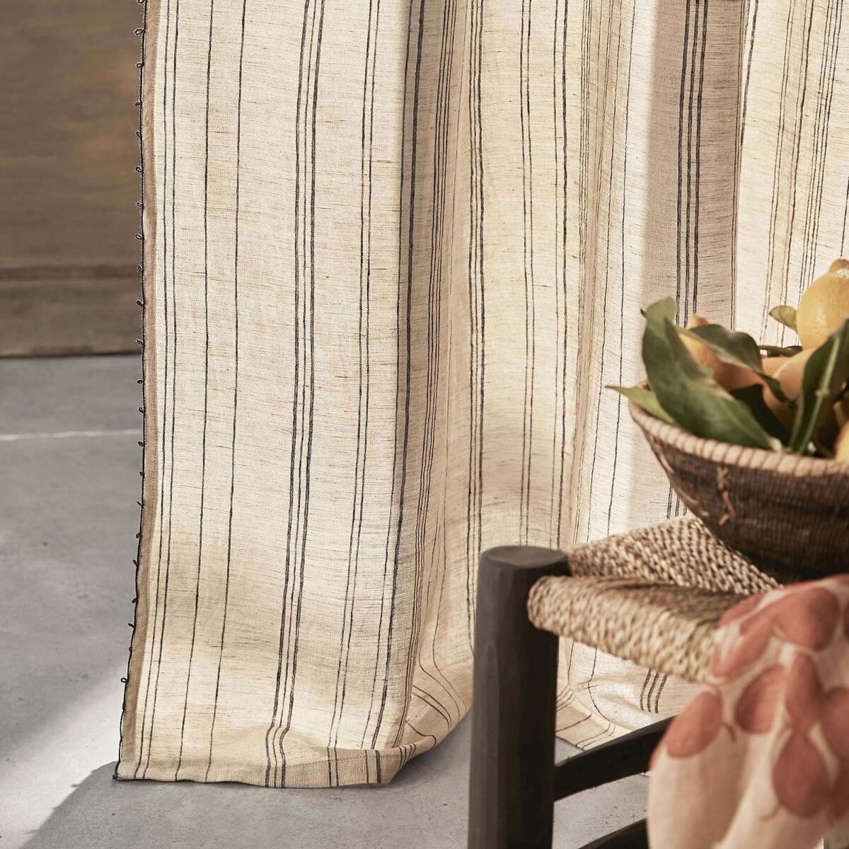 Melise Striped Hidden Hook Cotton Linen Curtain – image 5
