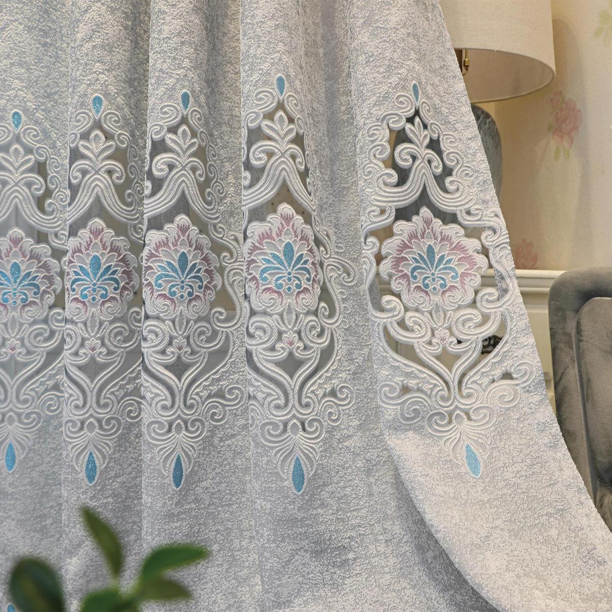 Elegant Embossed Voile Curtain - Grey / 210cm – image 2