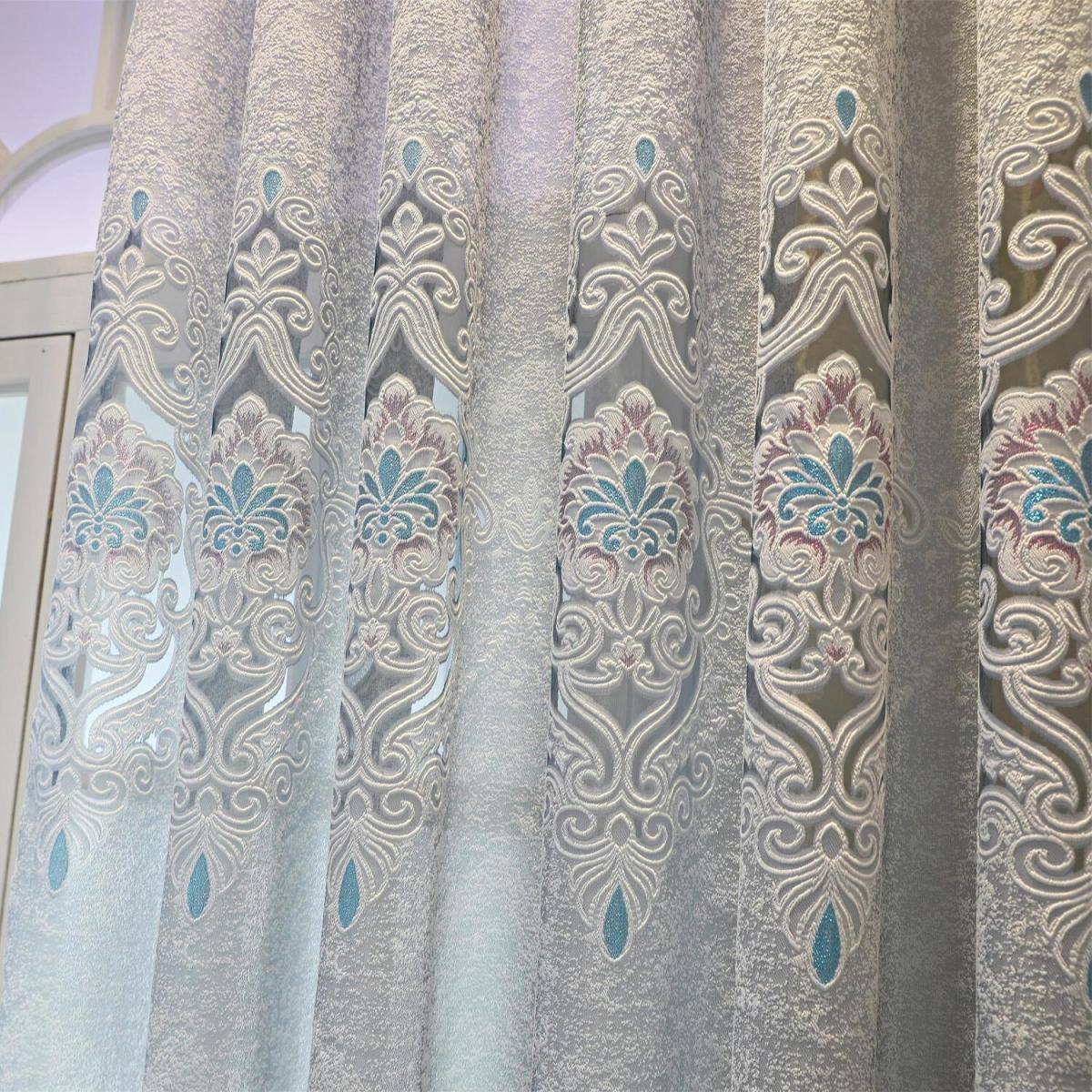 Elegant Embossed Voile Curtain - Grey / 210cm – image 3