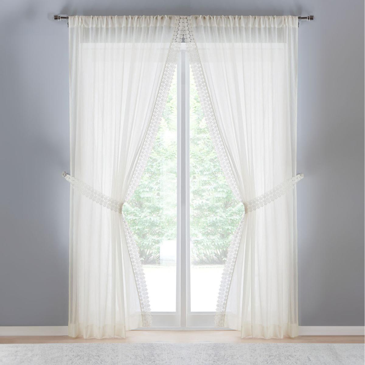 Pair of Windsor Crushed Voile Panel - White / 183cm