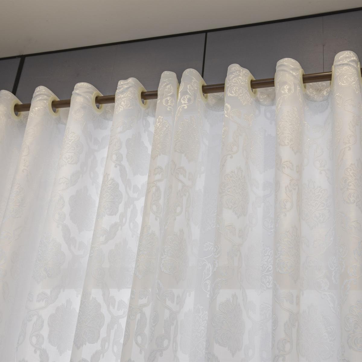 Textured Fabric Voile Curtain - White / 200cm – image 2