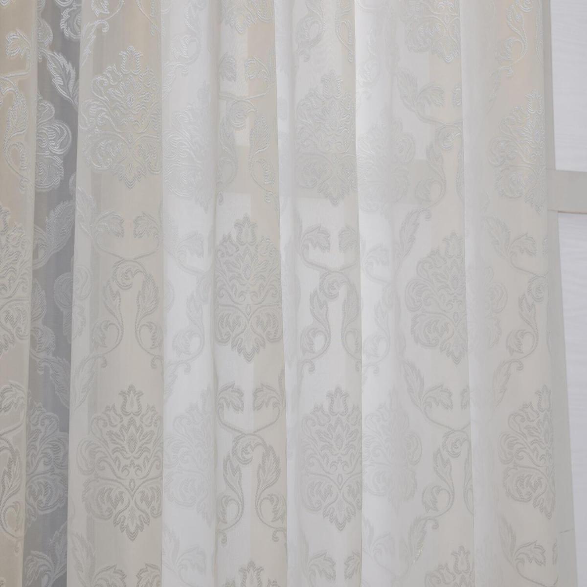 Textured Fabric Voile Curtain - White / 200cm – image 3
