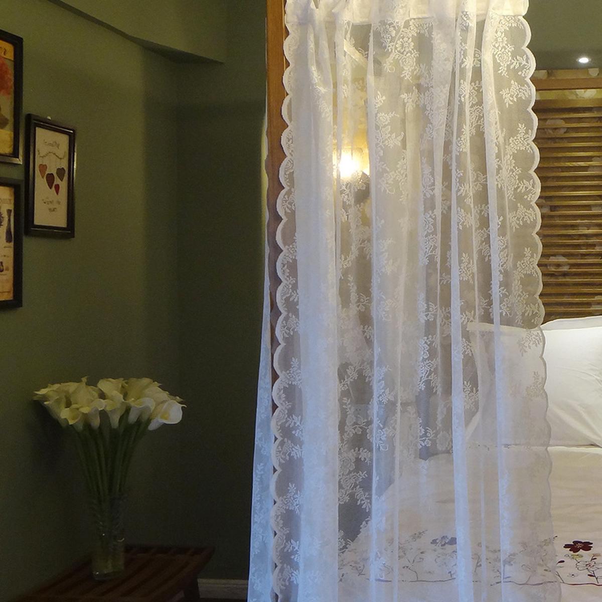 Lace Voile White Classical Curtain Panel Pair - White / 250cm – image 3