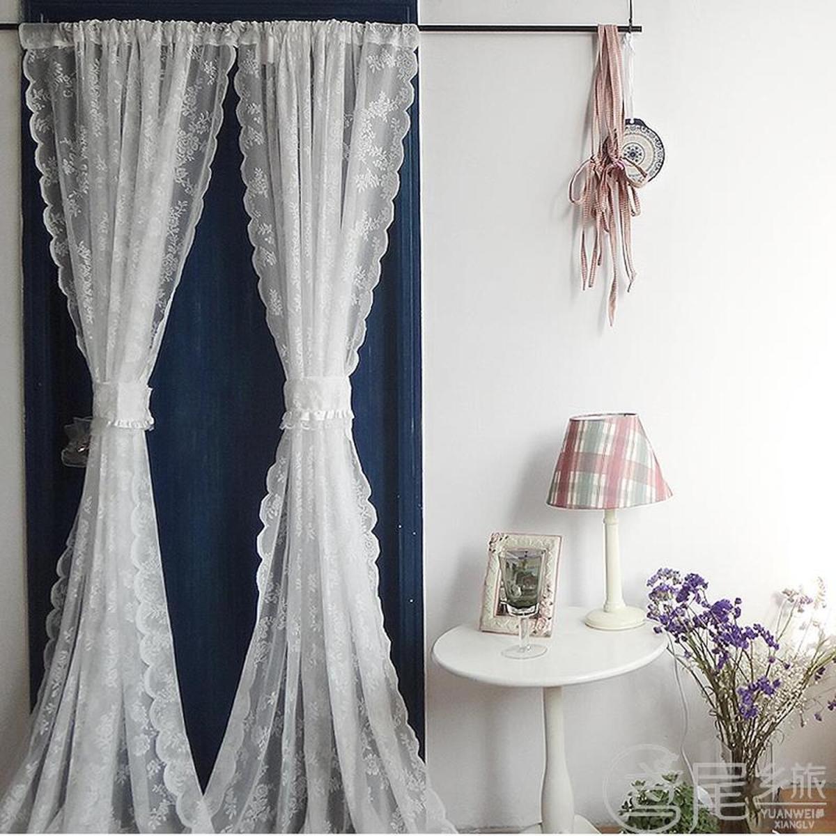 Lace Voile White Classical Curtain Panel Pair - White / 250cm – image 5