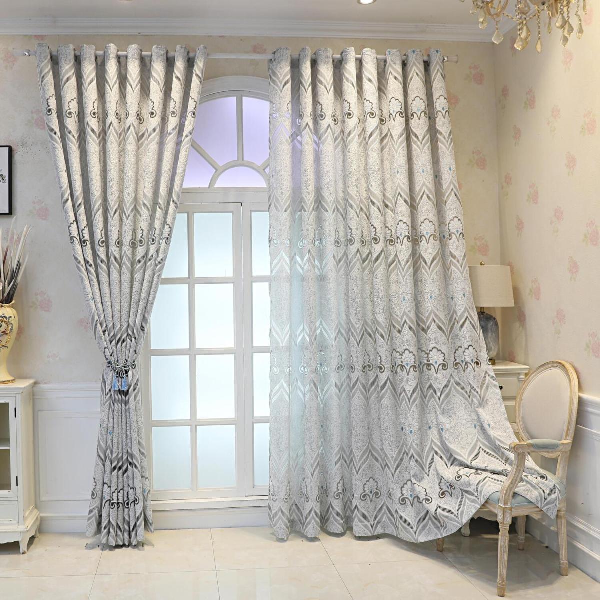 Thickened Jacquard Voile Curtain - Grey / 200cm – image 2
