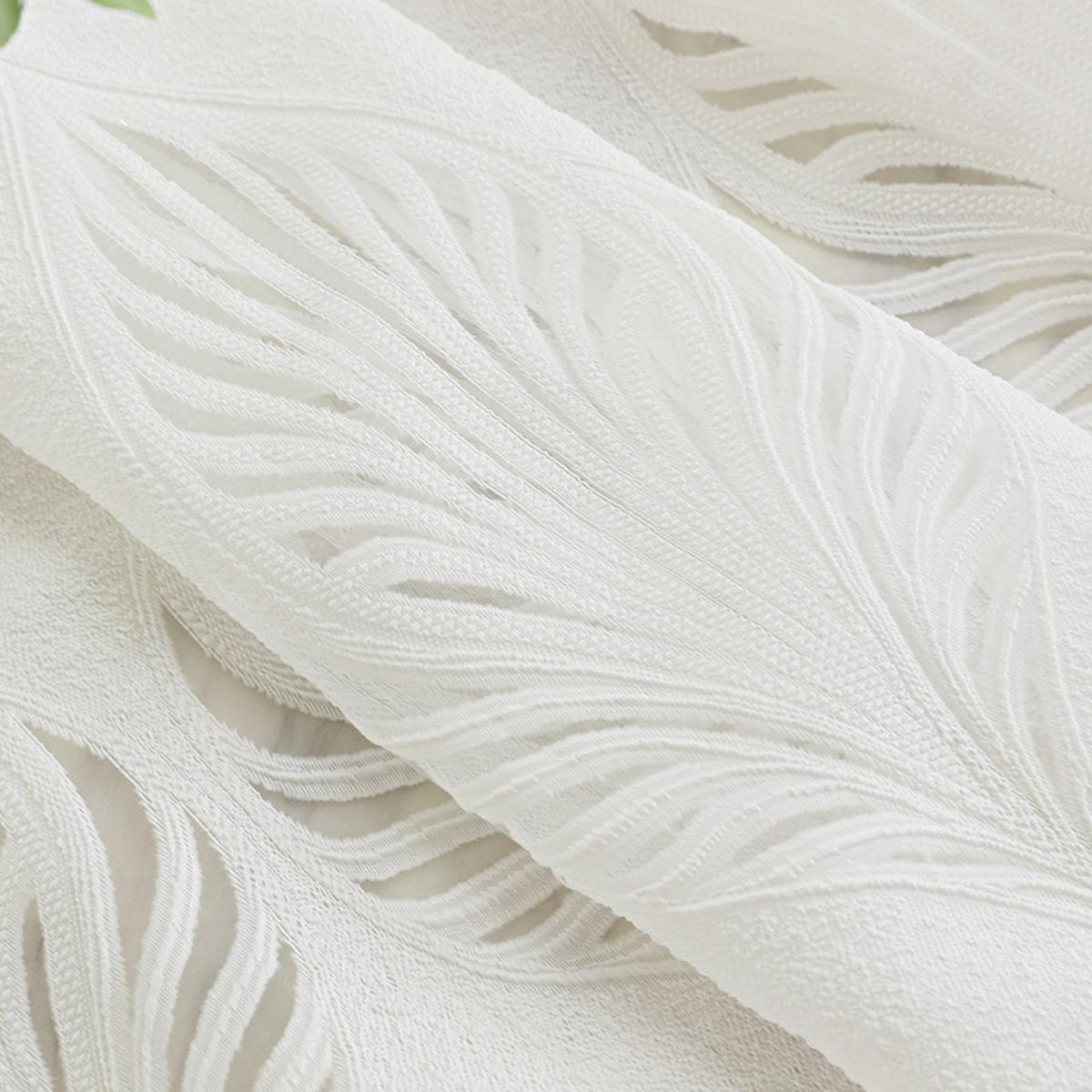 Leaf Patterned Voile Curtain - White / 200cm – image 2