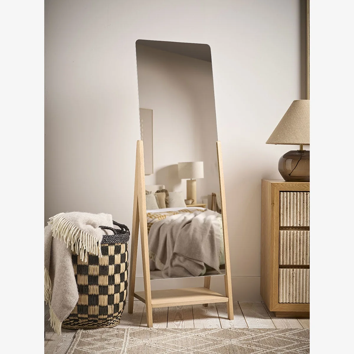 Oak Frameless Floor Length Mirror