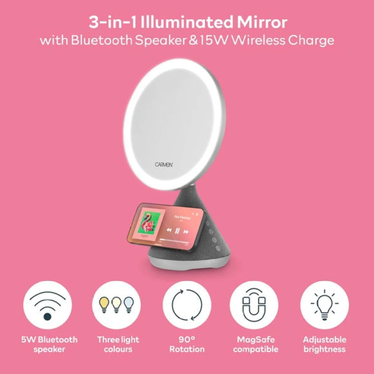 Carmen 3 in 1 Mirror Speaker Charger – image 2