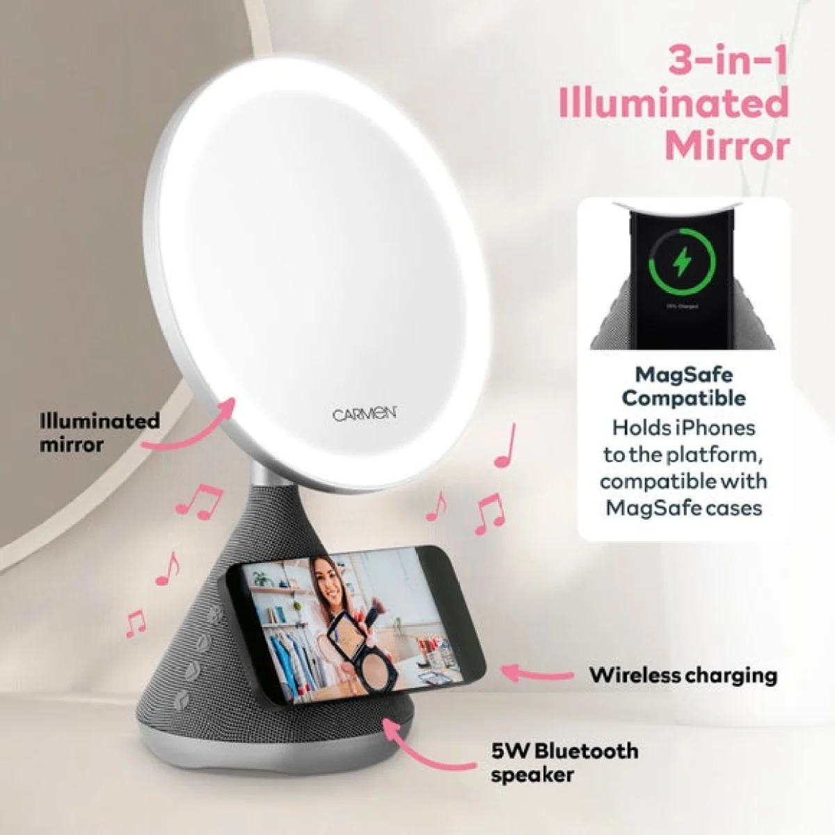 Carmen 3 in 1 Mirror Speaker Charger – image 3
