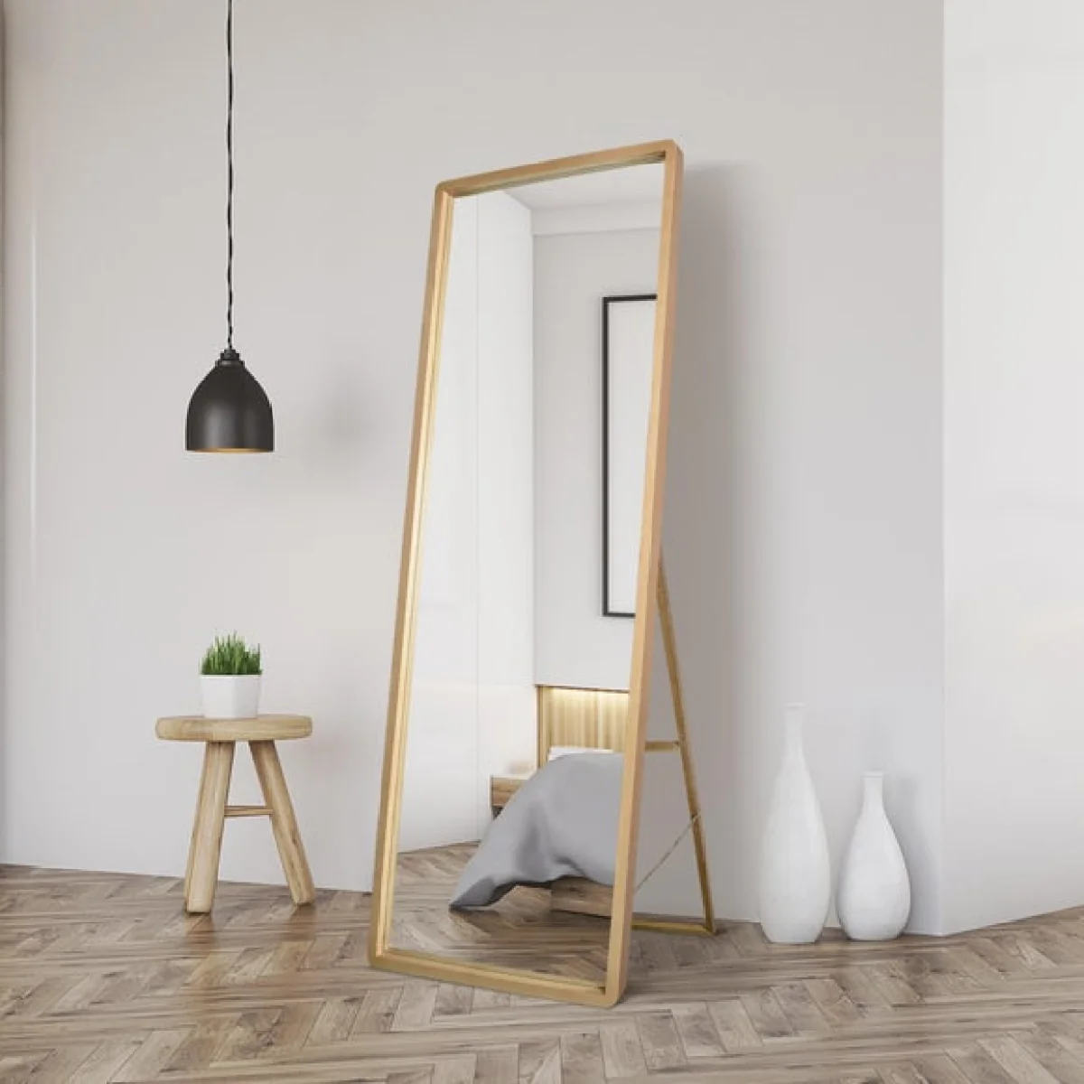 Naturalis Solid Oak Rounded Corner Cheval Mirror Brown – image 2