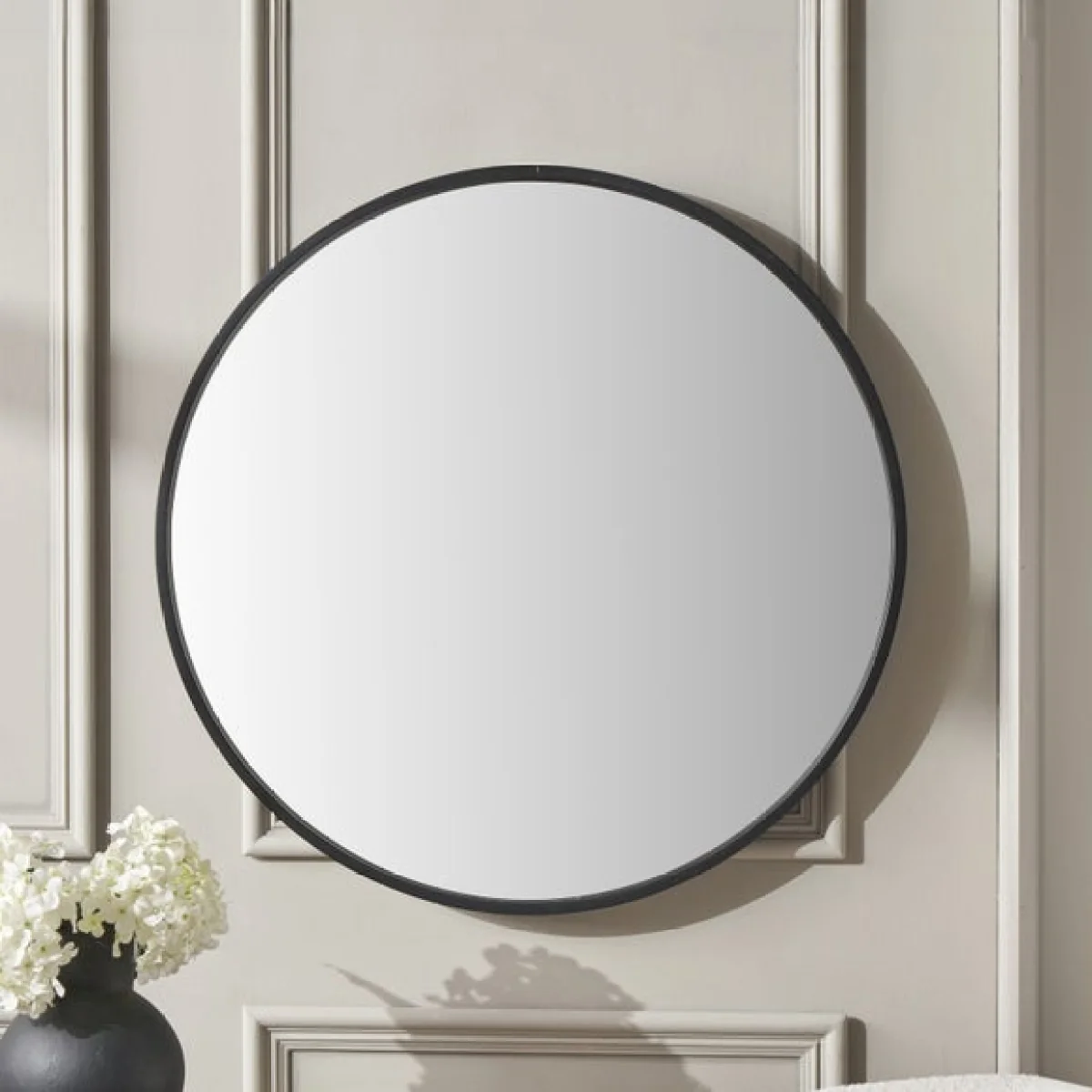 Wood Round Mirror Black – image 1
