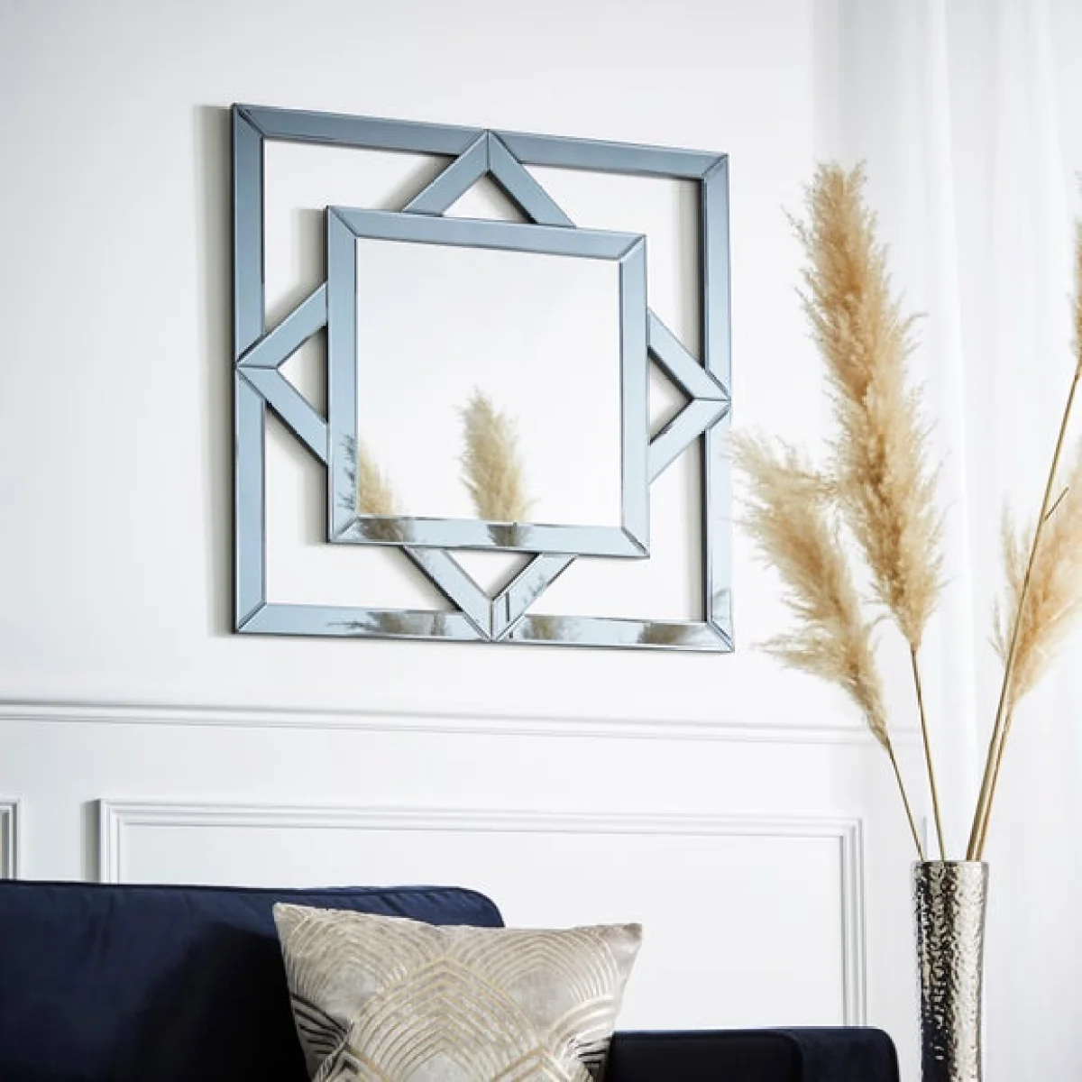 Luxe Geo Mirror, Smoked 70cm Silver – image 1
