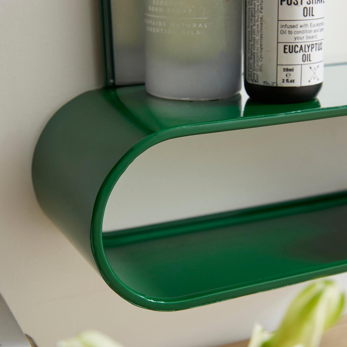 Elements Squoval Wall Mirror with Curling Shelf Emerald – image 3