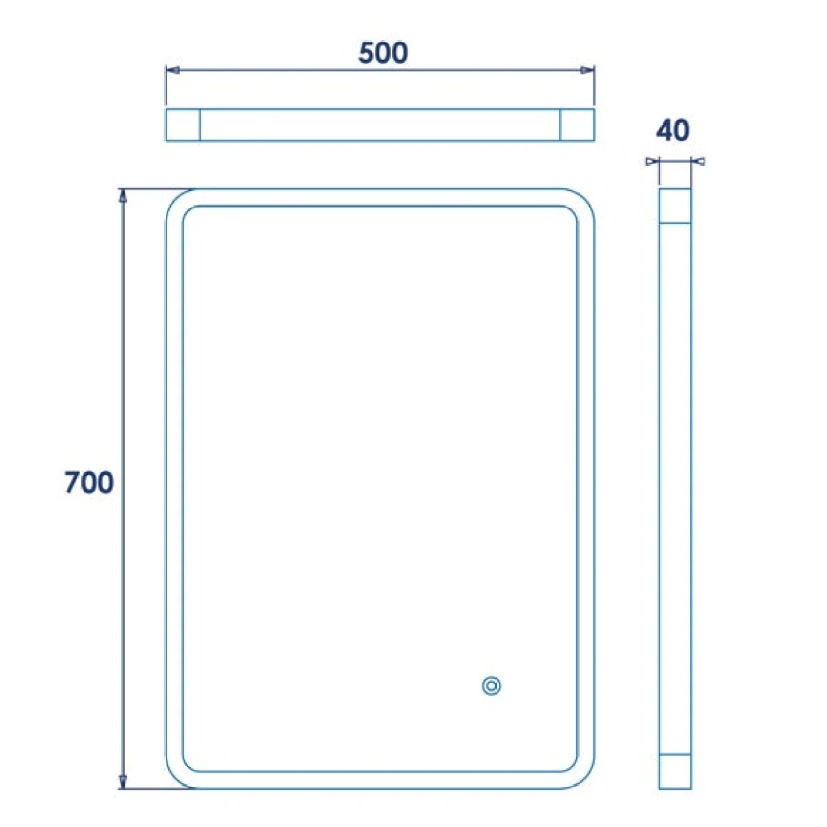 Henderson Framed Rectangle LED Mirror, Black 50x70cm Black – image 5