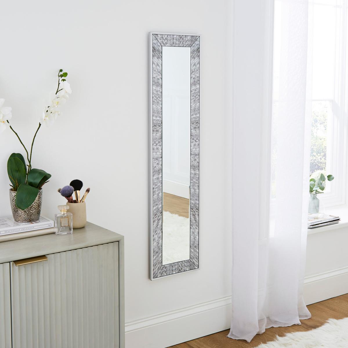 Luxe Tiled Rectangle Panel Wall Mirror Silver – image 2