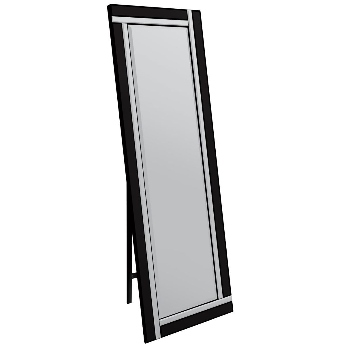 Black Double Bevelled Rectangle Full Length Free Standing Cheval Mirror – image 2