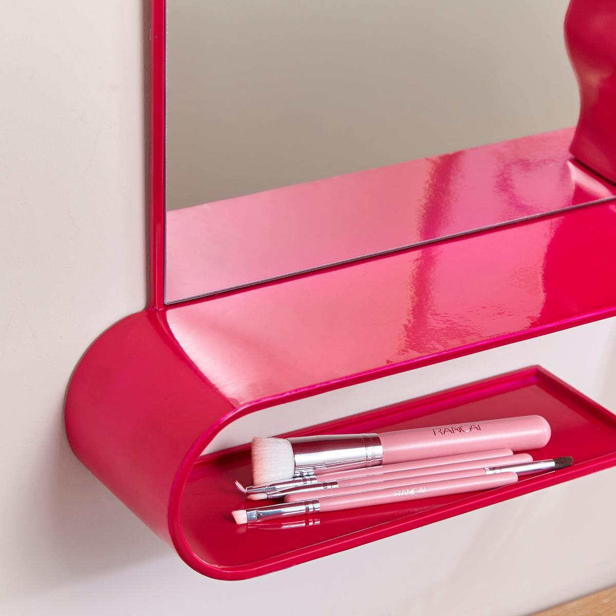 Elements Squoval Wall Mirror with Curling Shelf Magenta – image 3