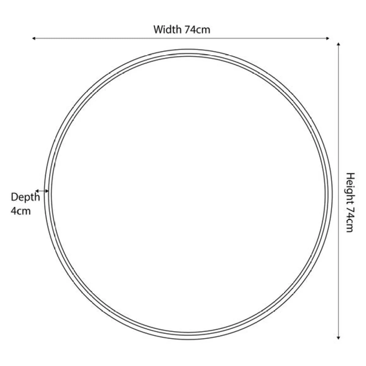 Wood Veneer Round Mirror, Matt Black 74cm Black – image 4
