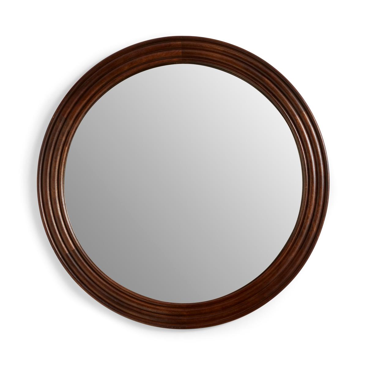 Heart and Soul Round Ribbed Wall Mirror Wood (Brown) – image 3