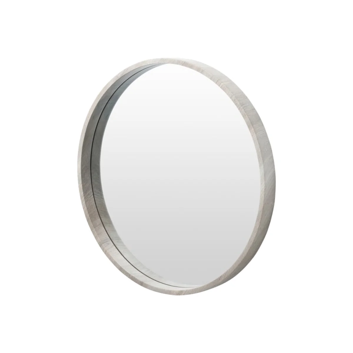 Wood Round Mirror Grey – image 1