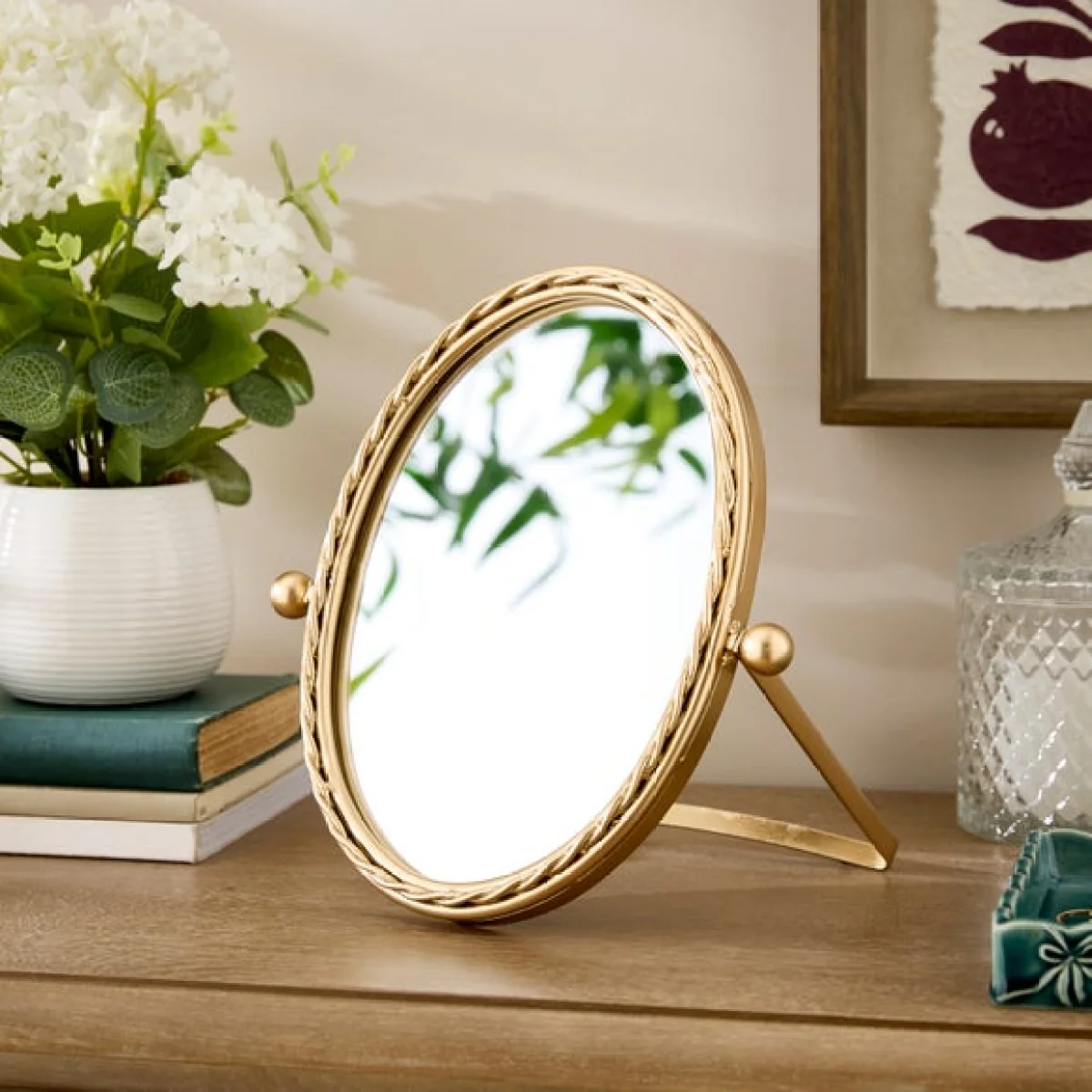 Twisted Frame Oval Dressing Table Mirror – image 1