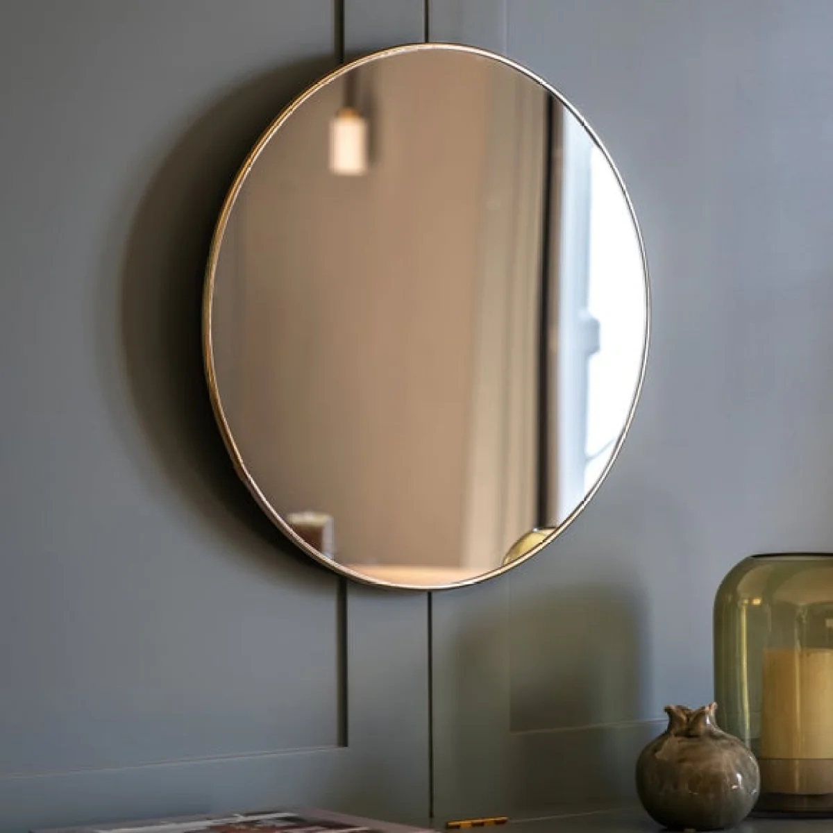 Cedar and Sage Metro Round Wall Mirror – image 1
