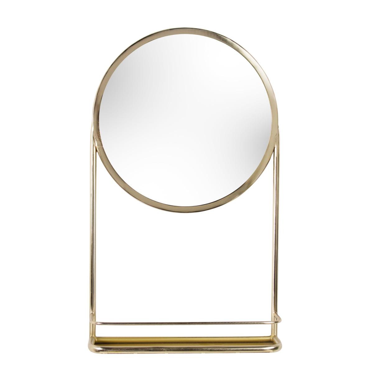 Ouko Round Brass Wall Mirror with Shelf – image 4