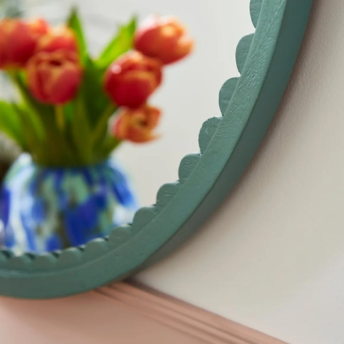 Scalloped Forest Green Mirror 70cm Green – image 2
