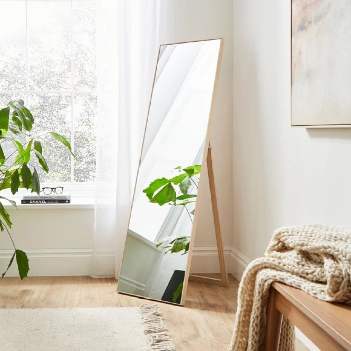 Free Standing Mirror, Wood Effect 40x150cm Wood (Brown) – image 1