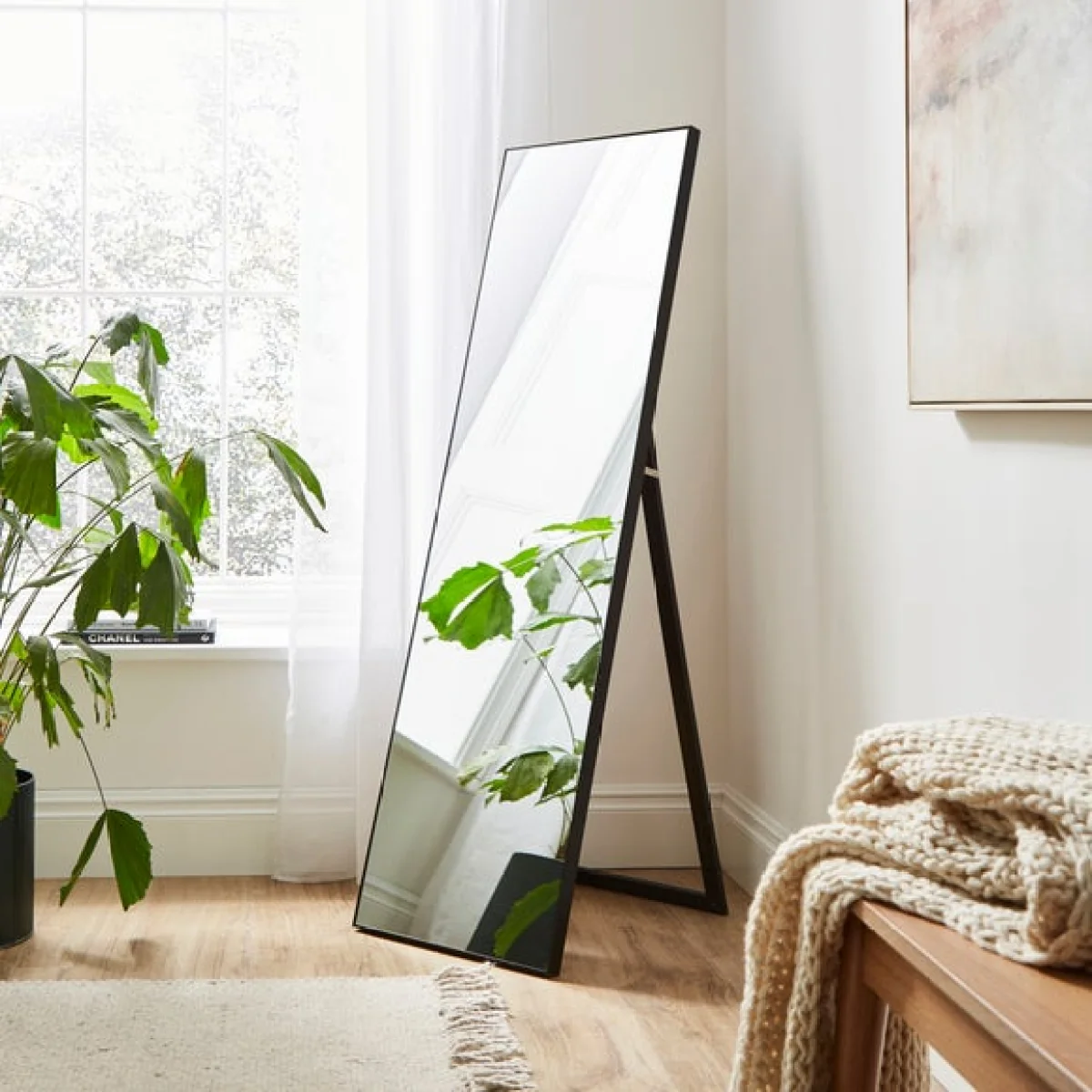 Freestanding Mirror, Black 150x40cm Black – image 1