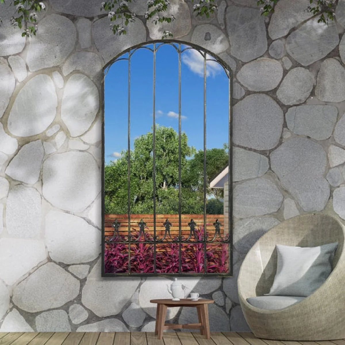 Summer View Garden Mirror 160 x 85cm Black – image 1