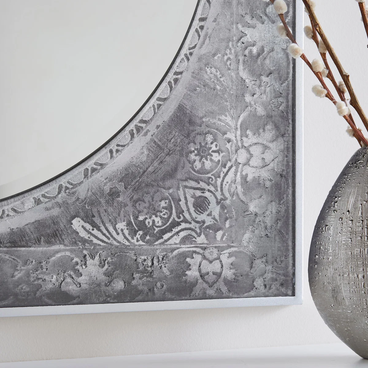 Antique Printed Square Wall Mirror Silver – image 2
