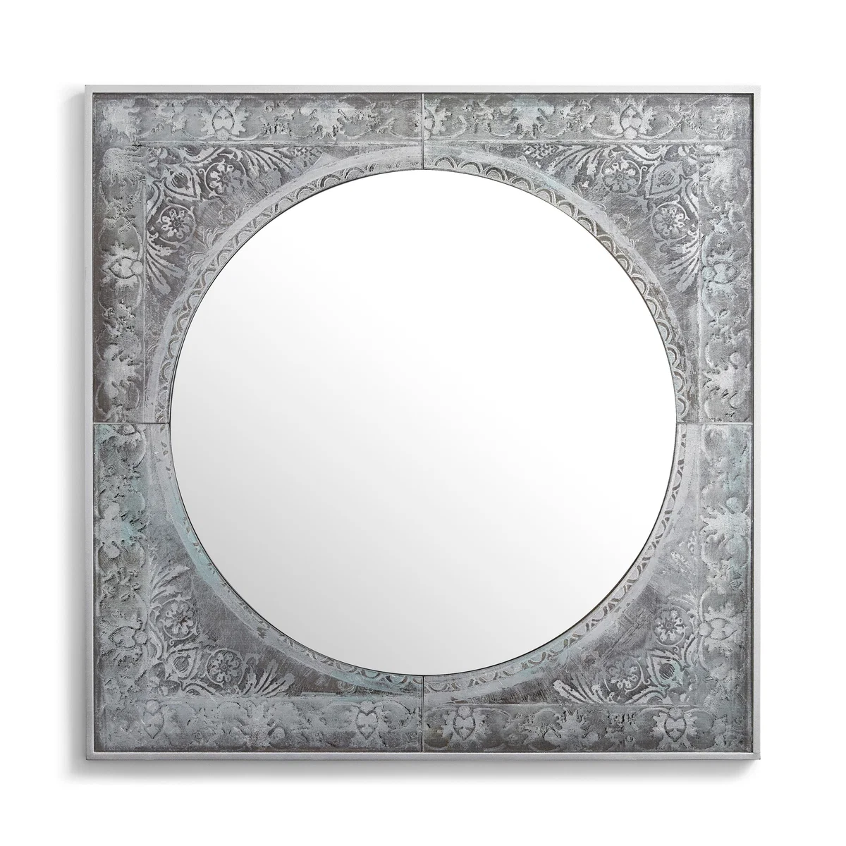 Antique Printed Square Wall Mirror Silver – image 3
